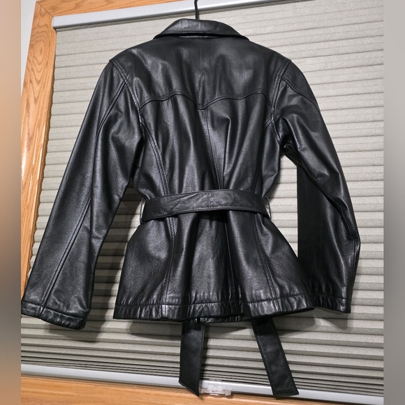 Wilsons Leather Black Belted Jacket - Picture 3 of 4